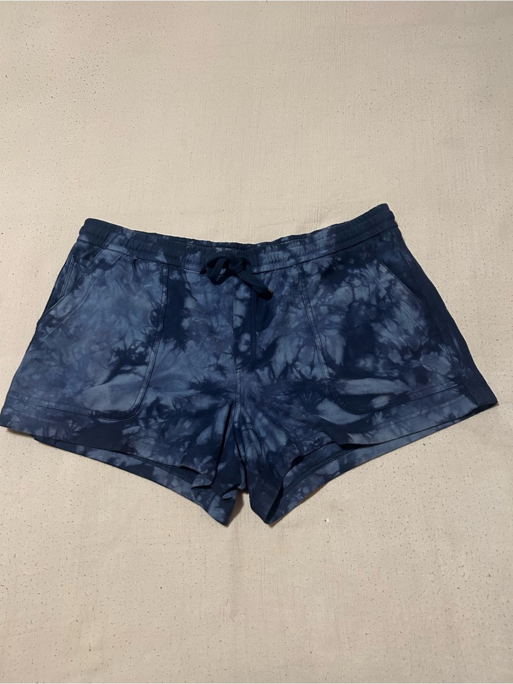 Athleta Navy Tie-Dye Drawstring Athletic Shorts